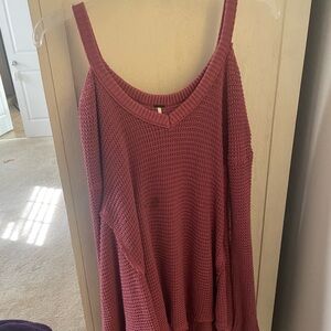 Free People Off-the-Shoulder Knit Sweater in Rose